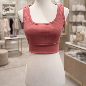White Birch Ribbed Pink Sports Bra NWOT